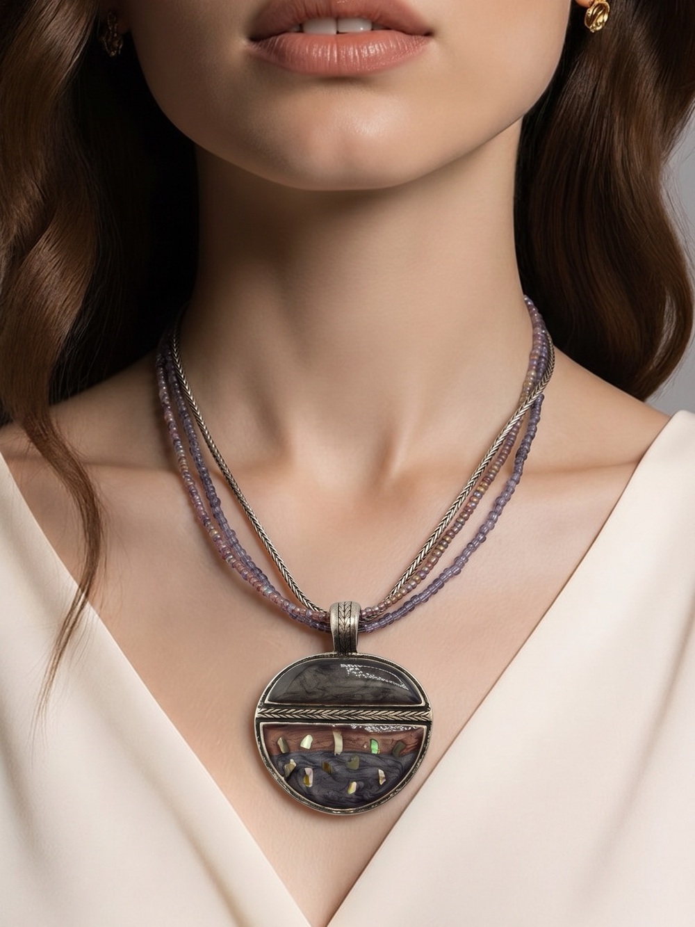 Laura Ashley Boho Multi-Strand Pendant Necklace